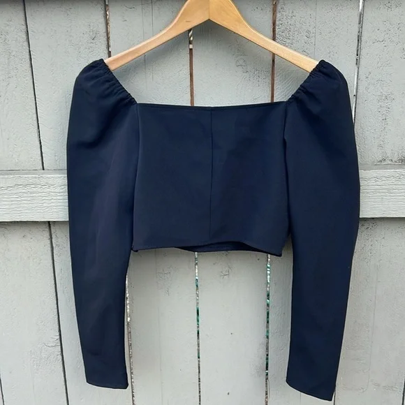 NWT Open Edit Long Sleeve Black Crop Top Bolero Goth Punk Vibes Sz Small - Picture 4 of 4